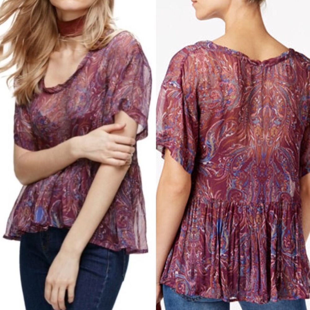 New Free People Say You Will Paisley Top (Size L)